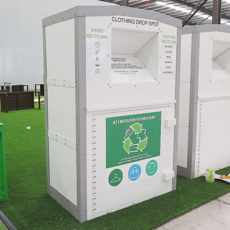 Vodoodporna jeklena škatla za donacije oblačil za zunanjo uporabo