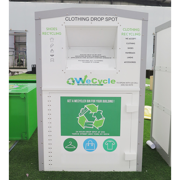 Vodoodporna jeklena škatla za donacije oblačil za zunanjo uporabo