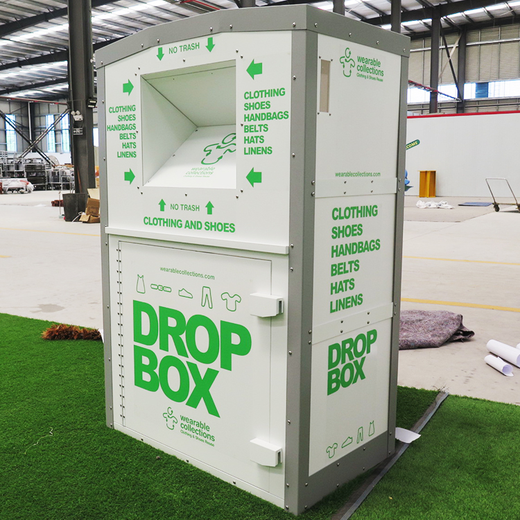 Vodoodporna jeklena škatla za donacije oblačil za zunanjo uporabo