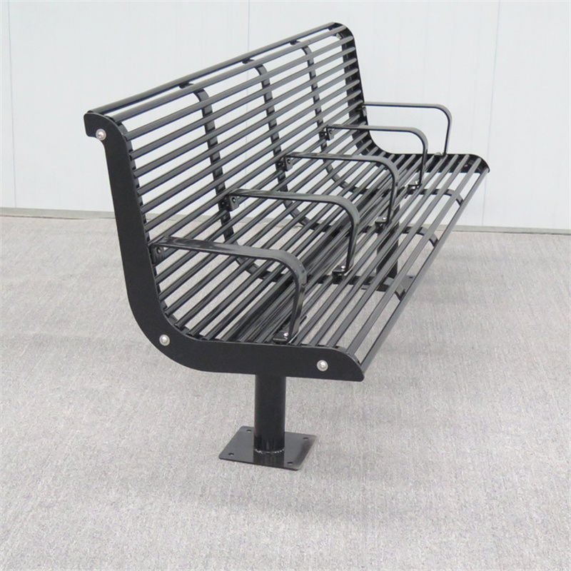 هول سيل اسٽريٽ آئوٽ ڊور هيوي ڊيوٽي اسٽيل سليٽ پارڪ بينچ ڪارو 4 سيٽون