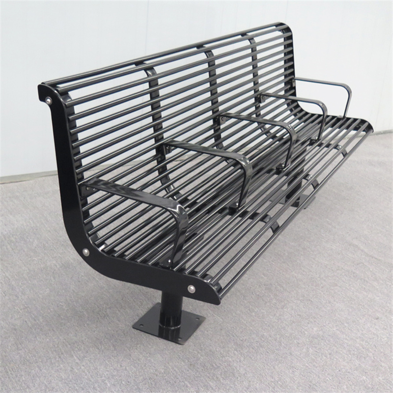 هول سيل اسٽريٽ آئوٽ ڊور هيوي ڊيوٽي اسٽيل سليٽ پارڪ بينچ ڪارو 4 سيٽون 7