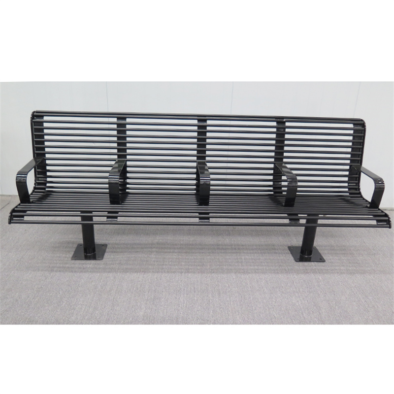 هول سيل اسٽريٽ آئوٽ ڊور هيوي ڊيوٽي اسٽيل سليٽ پارڪ بينچ ڪارو 4 سيٽون 8