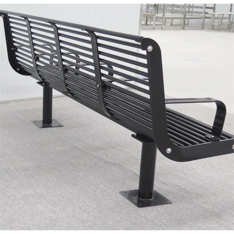 هول سيل اسٽريٽ آئوٽ ڊور هيوي ڊيوٽي اسٽيل سليٽ پارڪ بينچ ڪارو 4 سيٽون 6