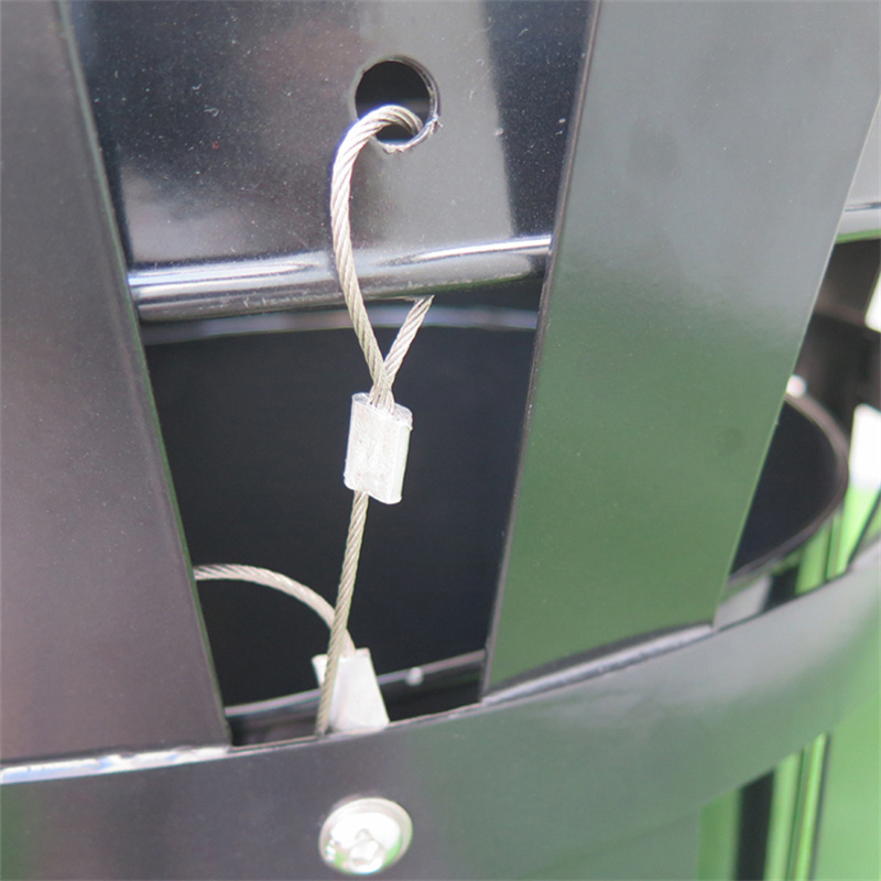 रेन बोनेट लिड १४ सह घाऊक काळा ३८ गॅलन आउटडोअर मेटल स्लॅटेड कचरा कॅन रिसेप्टेकल