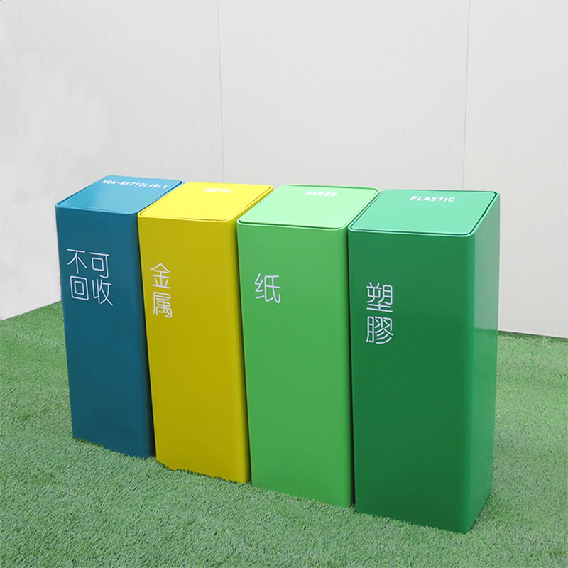 የውጪ ኢንዱስትሪያል 60 ሊትር 4 በ1 የተመደቡ የቆሻሻ መልሶ ጥቅም ላይ የሚውሉ ማጠራቀሚያዎች 9