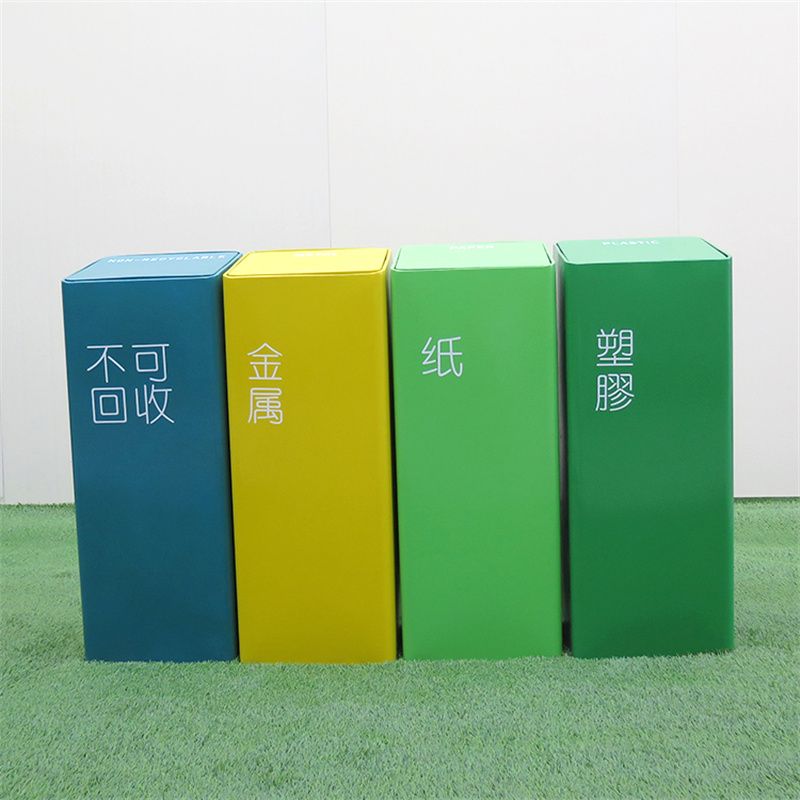 የብረት ደረጃ የተሰጣቸው የቆሻሻ መጣያ እንደገና ጥቅም ላይ የዋለ የውጪ ማጠራቀሚያ 4 ክፍሎች7