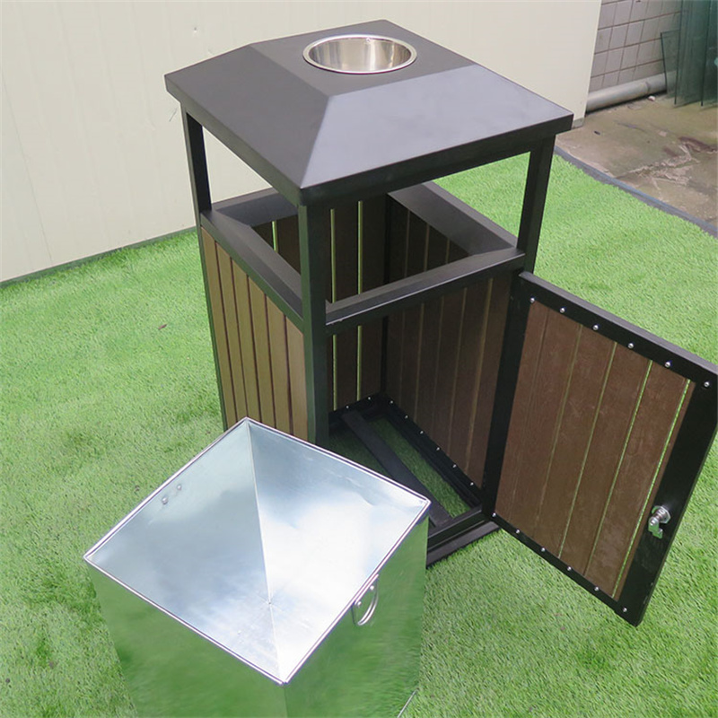 Plastový dřevěný odpadkový koš Street Park s popelníkem 9