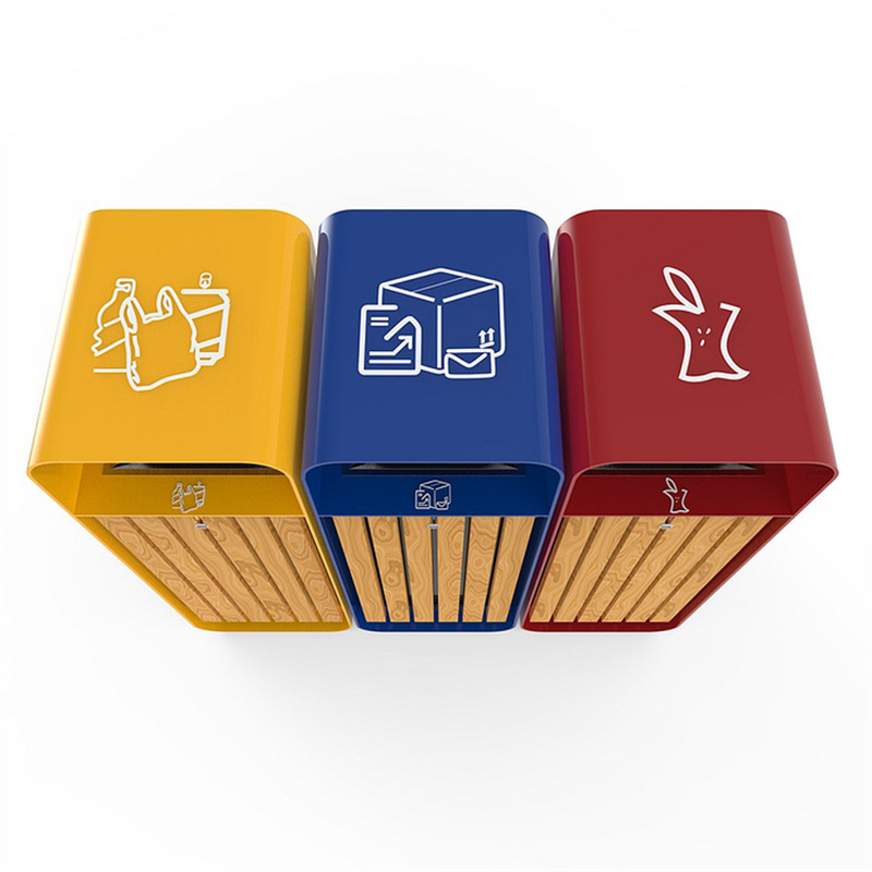 Výrobce košů na třídění recyklovaných materiálů v obchodním parku Street Park 2