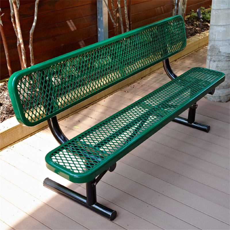 ม้านั่งยาวสำหรับสวนสาธารณะกลางแจ้ง ทำจากโลหะขยาย เคลือบเทอร์โมพลาสติก ยาว 6 ฟุต จำนวน 9 ตัว
