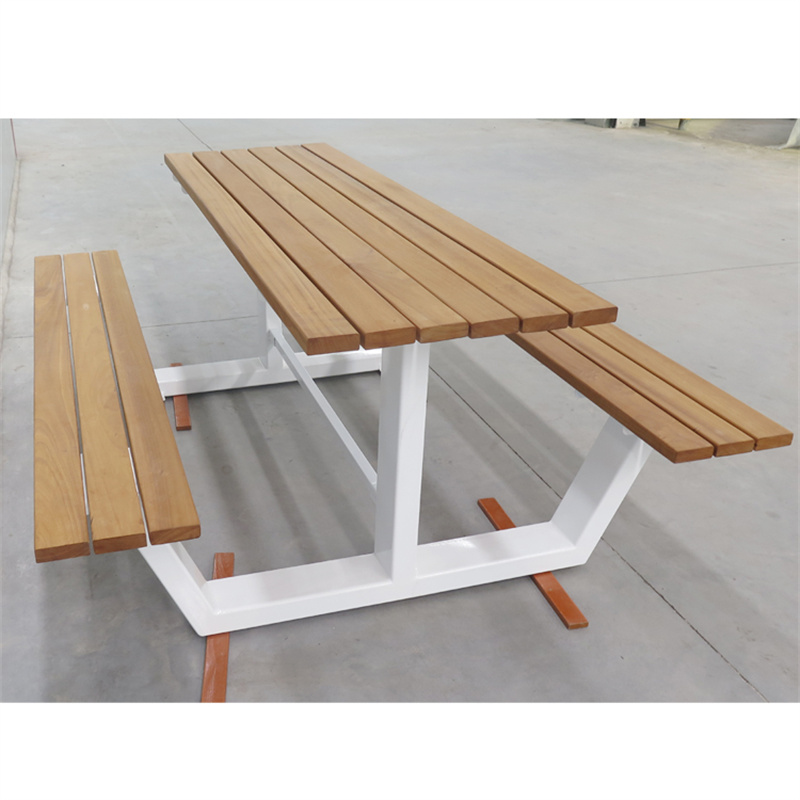 Grousshandel aus Fabréck Rechteckeg Park Street Metall a Holz Picknickbänk Dësch Set 1