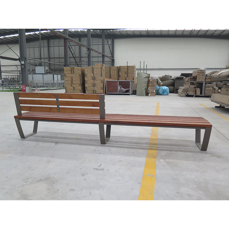 Outdoor Curved Wooden Park Bench With Back 3 Meters Long 3