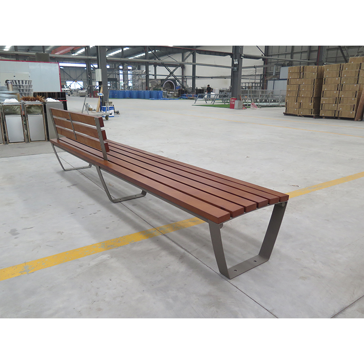 Outdoor Curved Wooden Park Bench With Back 3 Meters Long 1