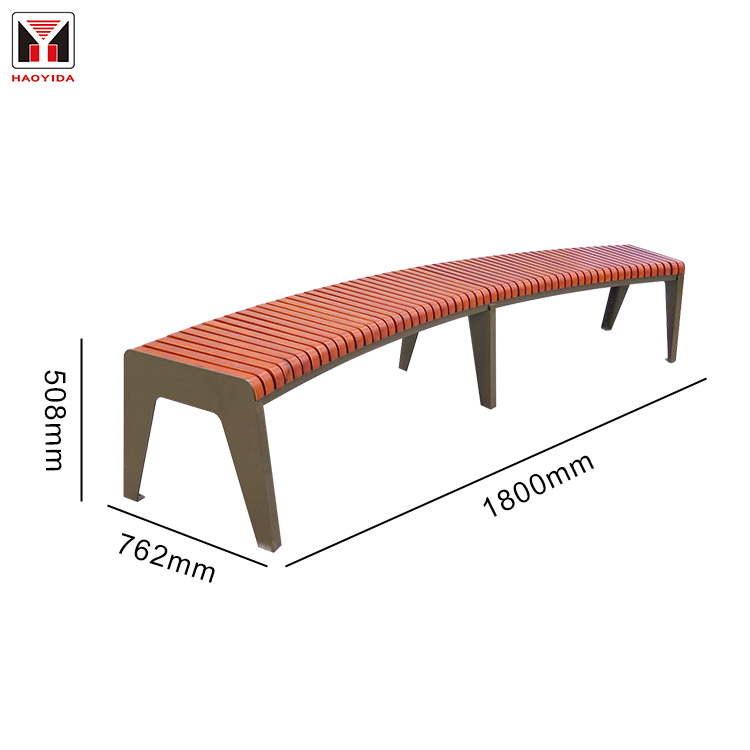 Wholesale Custom Timber Curved Backless Wood Slat Park Bench 6