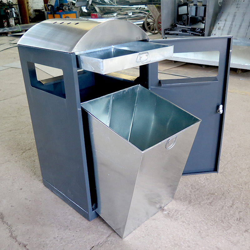 Ubran Street Square Stainless Steel Waste Bin Outdoor Manufacturer 4