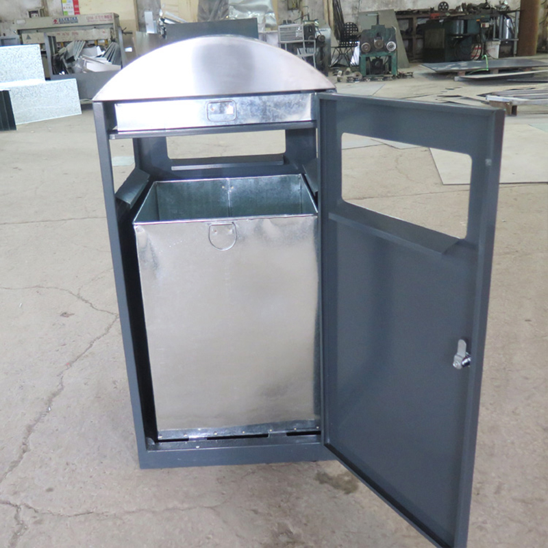 Ubran Street Square Stainless Steel Waste Bin Outdoor Manufacturer 2