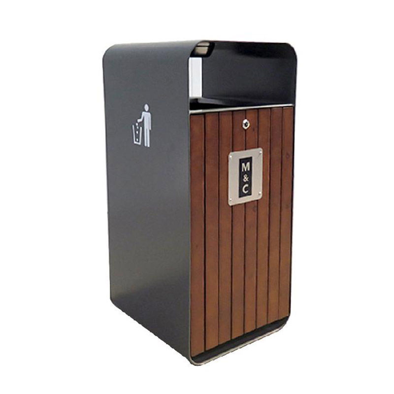 Outdoor Park Wooden Litter Bin With Ashtray City Street Furniture 21