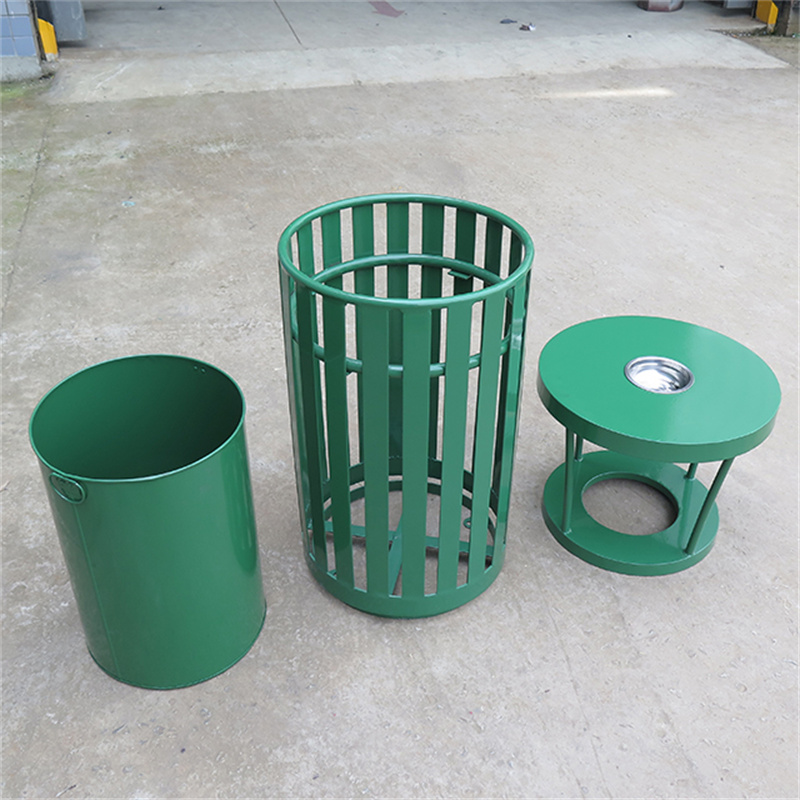 Outdoor Street Public Area Metal Slat Trash Bin Manufacturer 7