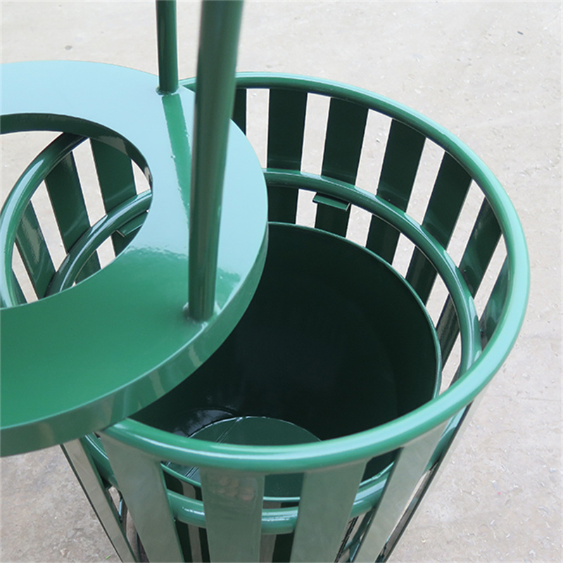 Outdoor Street Public Area Metal Slat Trash Bin Manufacturer 5