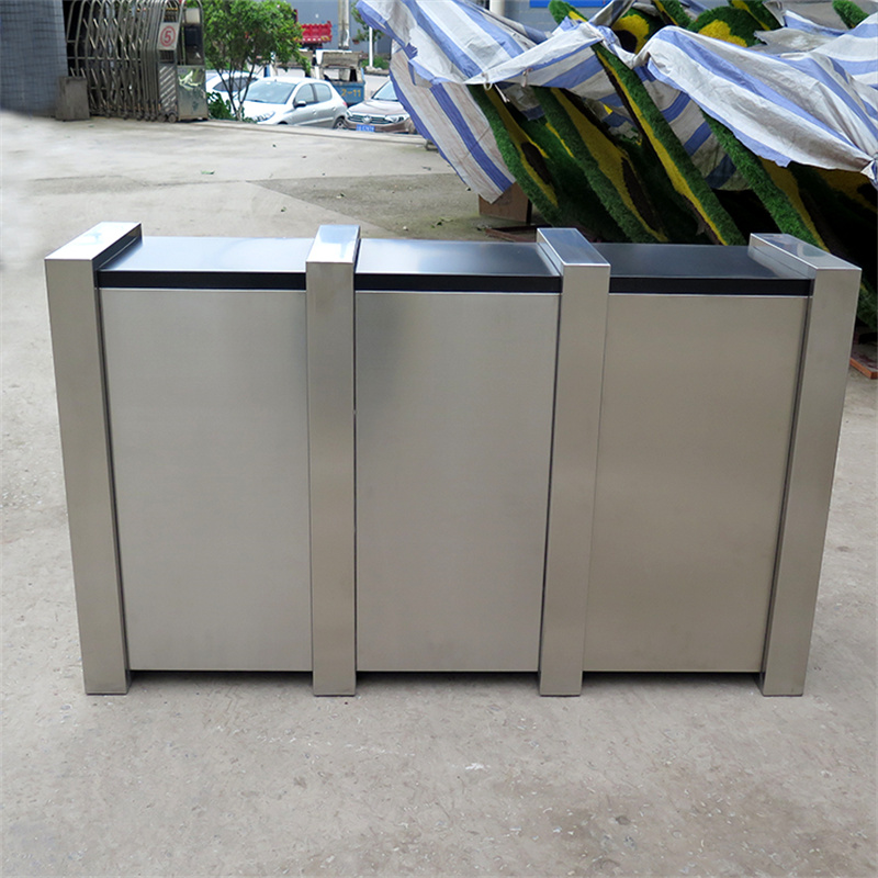 3 In 1 Stainless Steel Classify Recycle Bins For Park Street 10