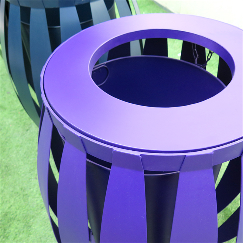 Outdoor Park Metal Slatted Trash Cans Commercial Waste Receptacle 5