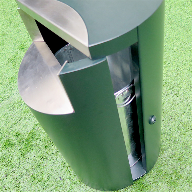 Factory Custom Standing Metal Pole Mounted Trash Cans For Ubran Public Street 9