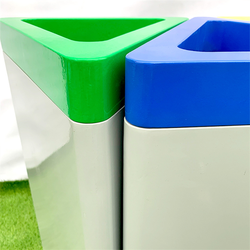Metal Triangular Sorted Garbage Recycled Bin Outdoor With Logo 6