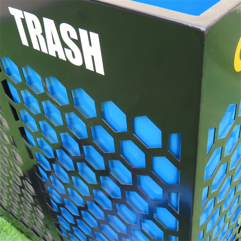 Factory Custom Contemporary Outdoor Metal Street Recycle Bin 2 Compartments8