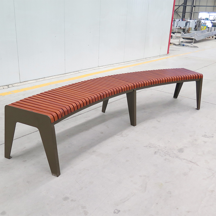 Wholesale Custom Timber Curved Backless Wood Slat Park Bench 