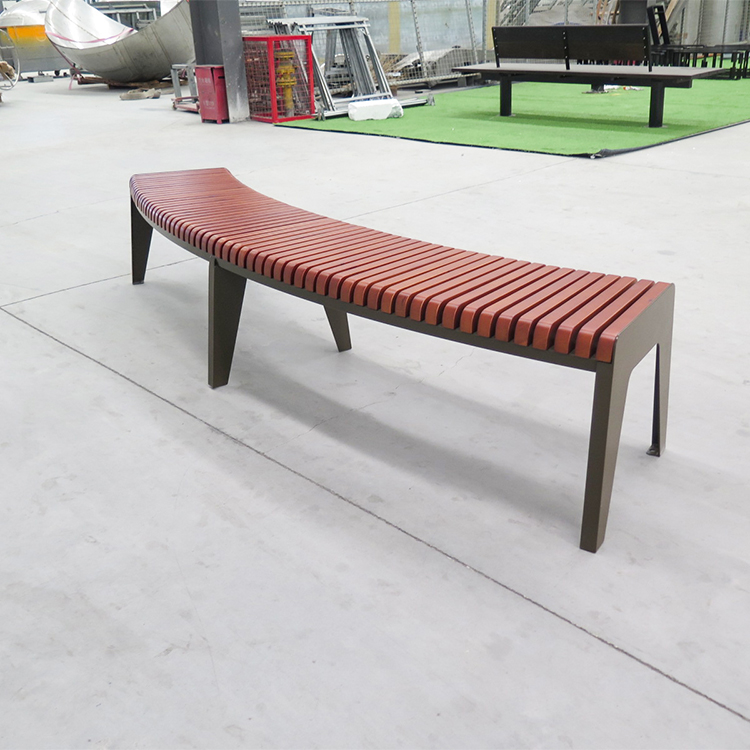 Wholesale Custom Timber Curved Backless Wood Slat Park Bench 7