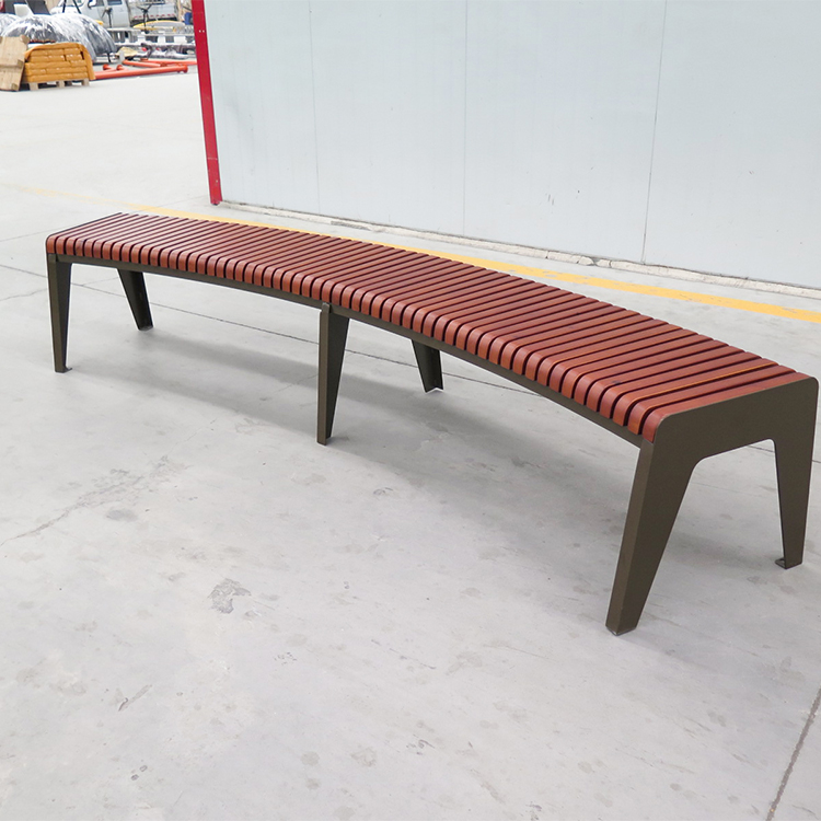 Wholesale Custom Timber Curved Backless Wood Slat Park Bench 9