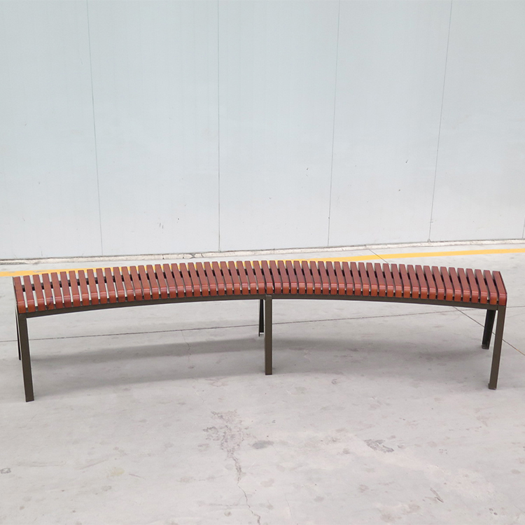 Wholesale Custom Timber Curved Backless Wood Slat Park Bench 1
