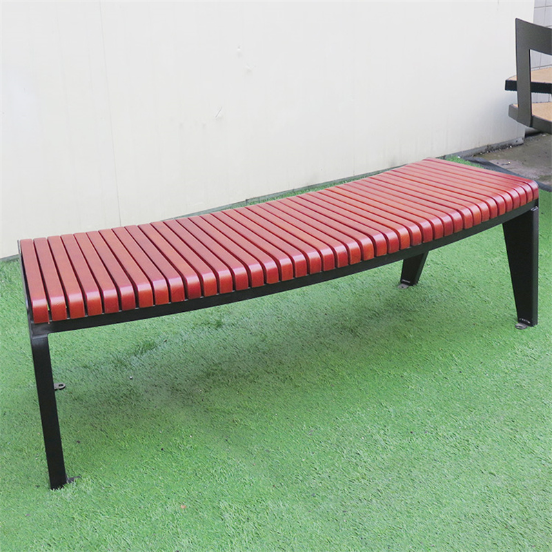 Backless Curved Wooden Bench Chair Park Outdoor 1