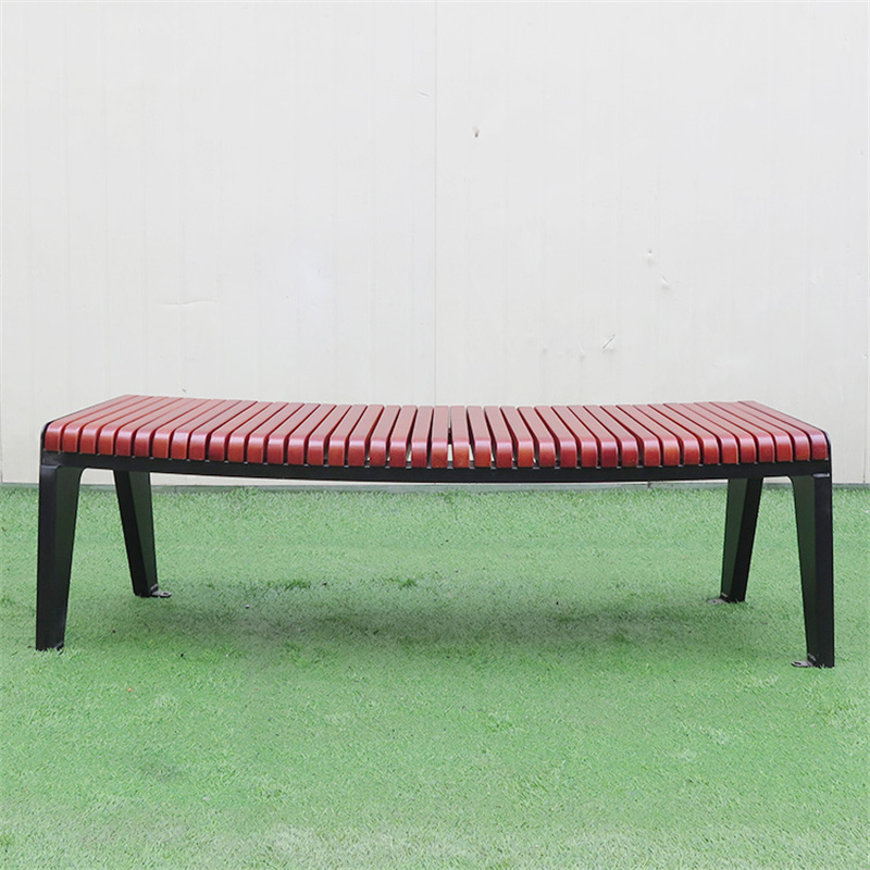 Backless Curved Wooden Bench Chair Park Outdoor 3