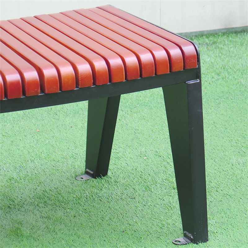 Backless Curved Wooden Bench Chair Park Outdoor 2