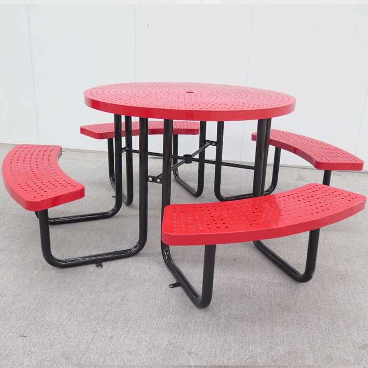 Circular Pattern Outdoor 6′ Round Steel Portable Picnic Table With 4 Seat