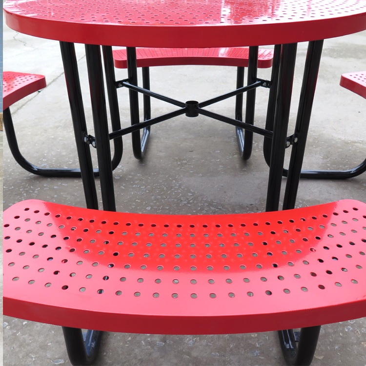 HPIC06 Circular Pattern Outdoor 6' Round Steel Portable Picnic Table With 4 Seat (2)