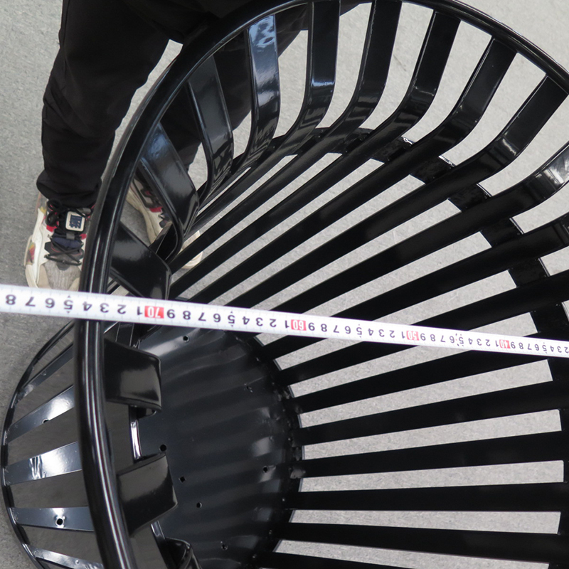 Metal Black Heavy-Duty Slatted Steel Trash Can Receptacles Outdoor Manufacturer 8