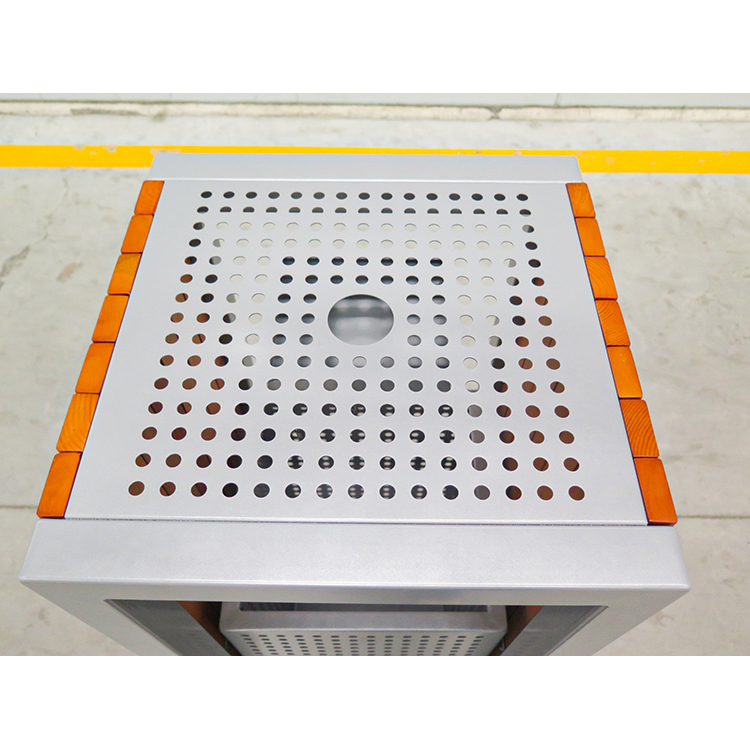 Public Trash Can Metal Wooden Litter Bin With Ashtray Street Furniture Manufacturer 2